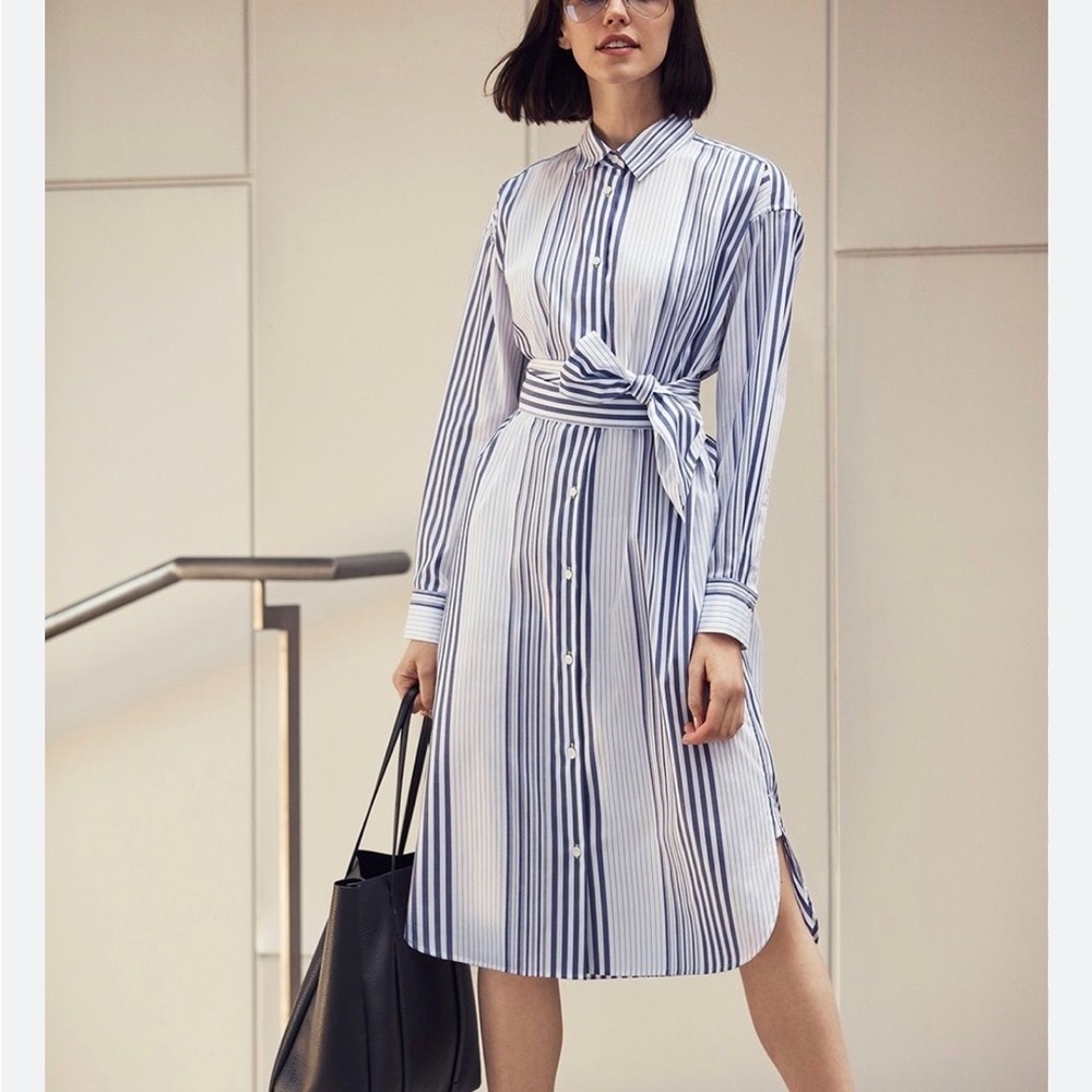 Uniqlo striped shirt dress with belt- M